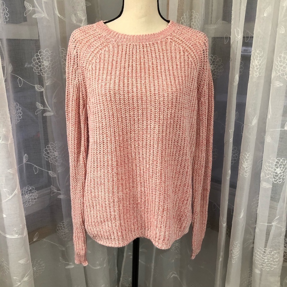 Faded glory peach knit sweater crew neck SZ  L